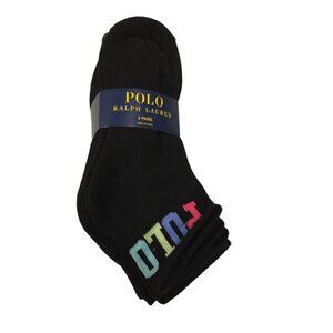 POLO Ralph Lauren Ladies Low Cut Size 9-11 Rainbow POLO Horse Black